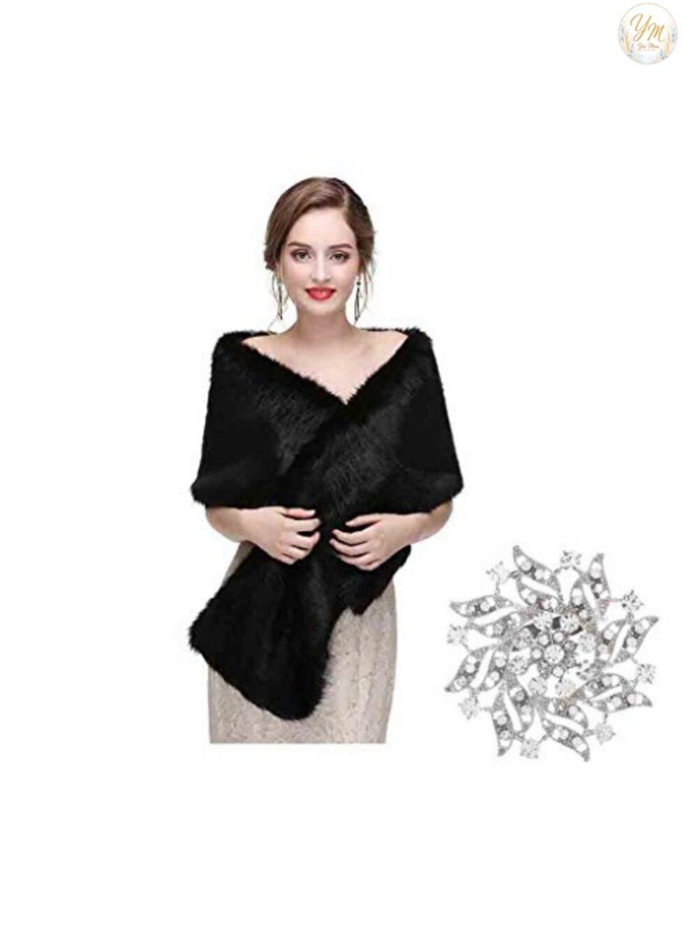 Faux Fur Shawl Wrap Long Wedding Bridal Stole Scarf Sleeveless